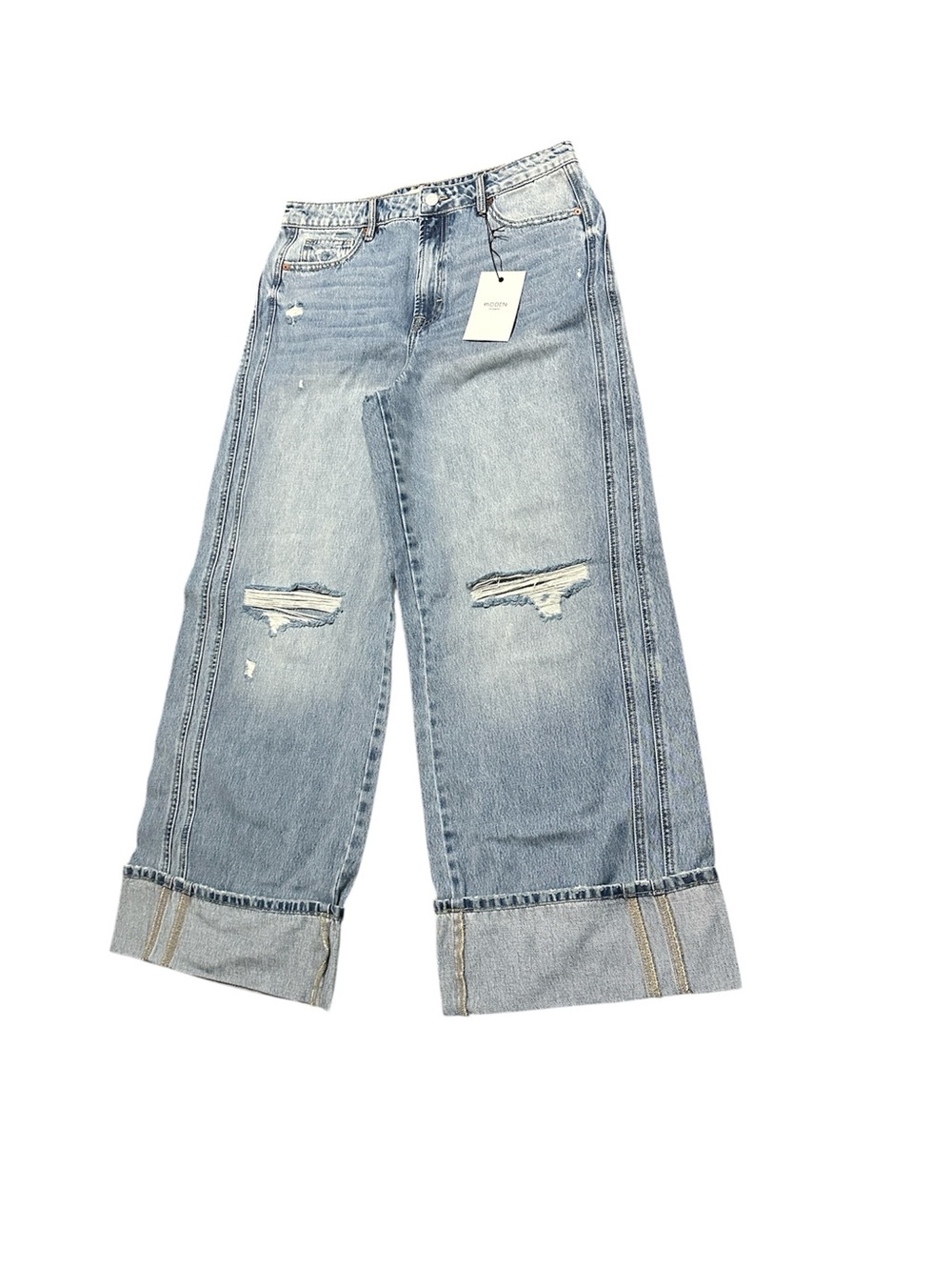 High-Rise Light Blue Extra Wide Leg Distressed Jeans
